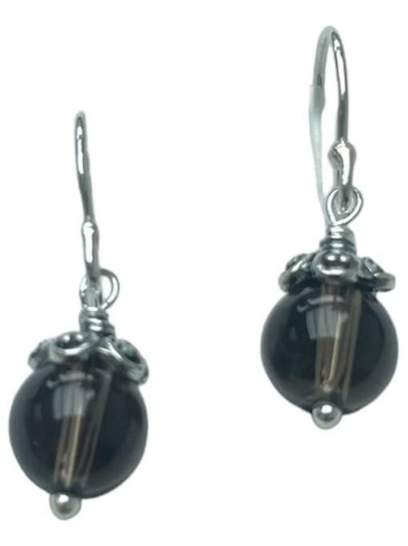 Boucles d'oreilles argent et smoky quartz Marron - Kiabi