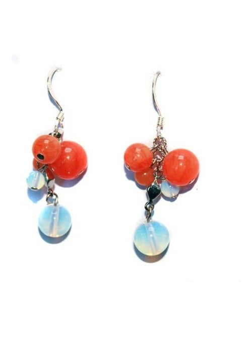 Boucles d'oreilles argent, verre poli - Kiabi