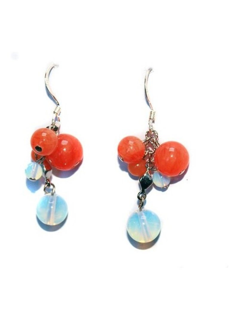 Boucles d'oreilles argent, verre poli Argenté - Kiabi