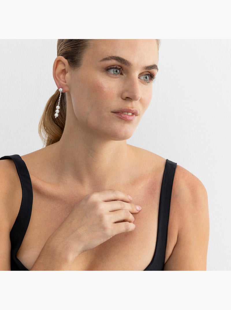 Boucles d'oreilles argentées Luxenter Galdin Blanc - Kiabi