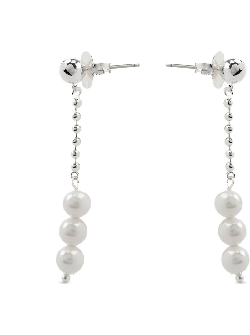 Boucles d'oreilles argentées Luxenter Galdin Blanc - Kiabi