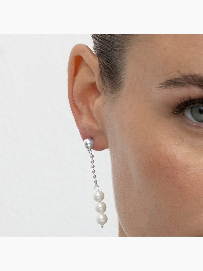 Boucles d'oreilles argentées Luxenter Galdin Blanc - Kiabi