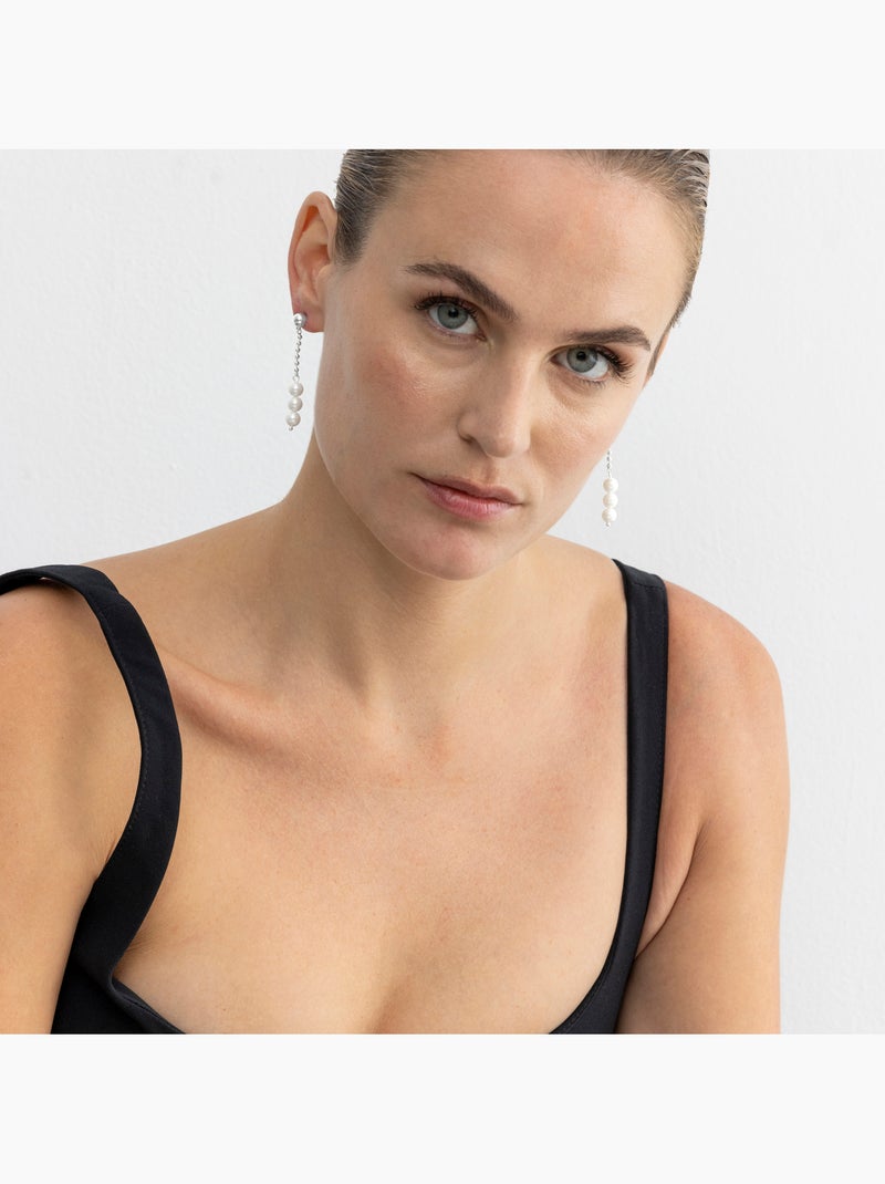 Boucles d'oreilles argentées Luxenter Galdin Blanc - Kiabi