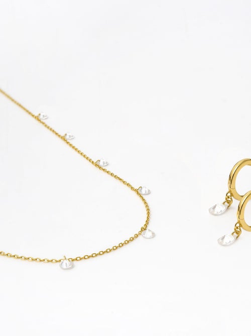 Boucles d'oreilles  arinor en argent 925 et zircon brillant avec finition plaquée or jaune 18kt - Kiabi