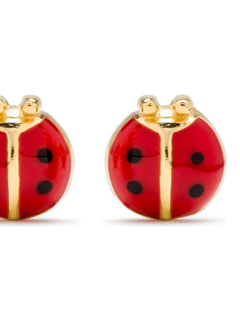 Boucles d'oreilles, avec fermoir à vis en argent 925 nenon et plaqué or jaune 18k Rouge - Kiabi