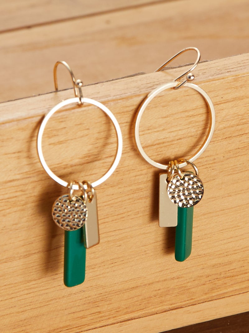 Boucles d'oreilles avec pendentifs vert - Kiabi