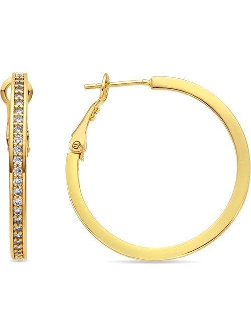Boucles d'oreilles avec zircone brillante, finition or 18 carats - Budix - Kiabi