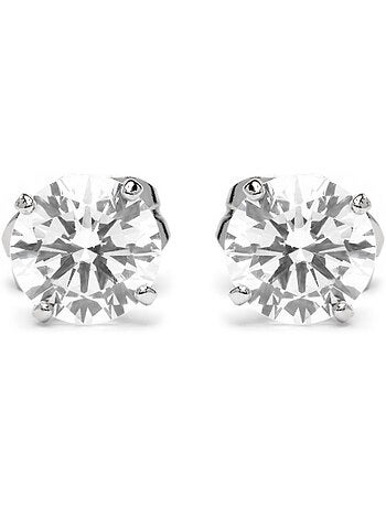 Boucles d'oreilles avec zircons en finition argentée - Verak