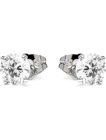 Boucles d'oreilles avec zircons en finition argentée - Verak