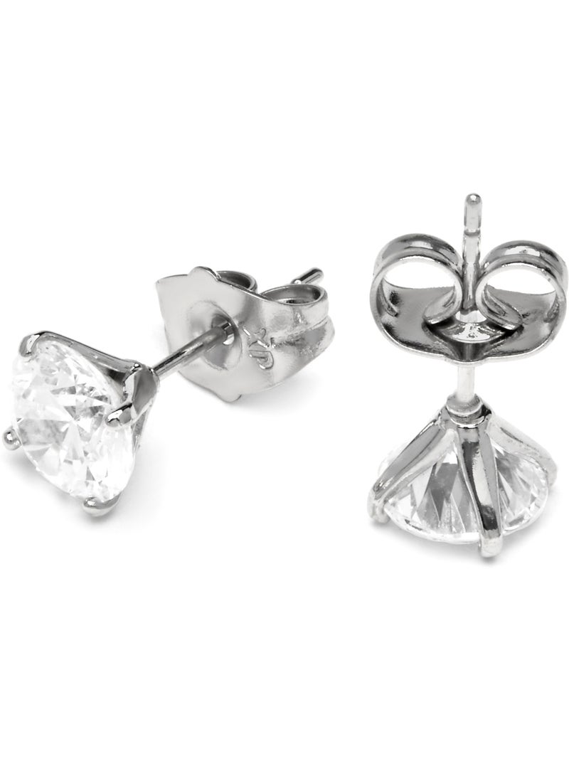 Boucles d'oreilles avec zircons en finition argentée - Verak Blanc - Kiabi