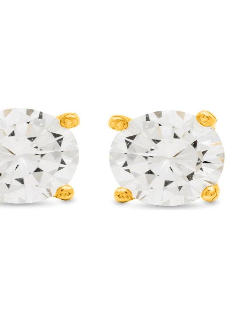 Boucles d'oreilles, Basic en argent 925 et zircon brillant sur plaqué or jaune 18kt Argent - Kiabi