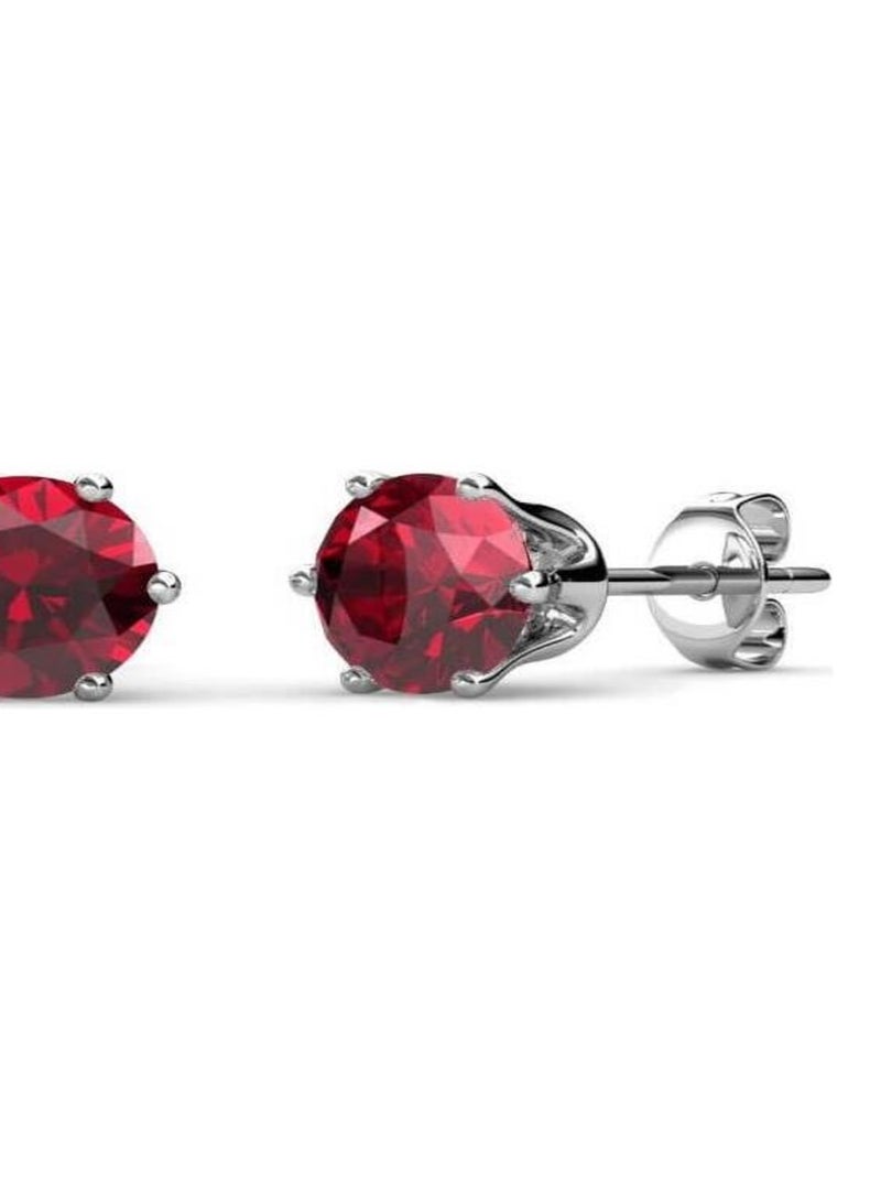 Boucles d'oreilles Birth Stone Janvier - Argenté et Rouge Rouge foncé - Kiabi