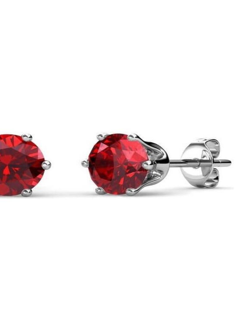 Boucles d'oreilles Birth Stone Juillet - Argenté et Rouge Rouge - Kiabi