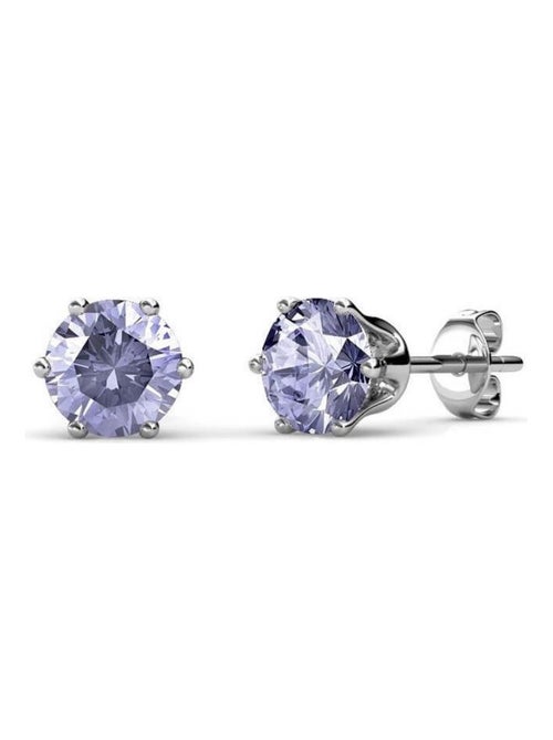 Boucles d'oreilles Birth Stone Juin - Argenté et Violet - Kiabi