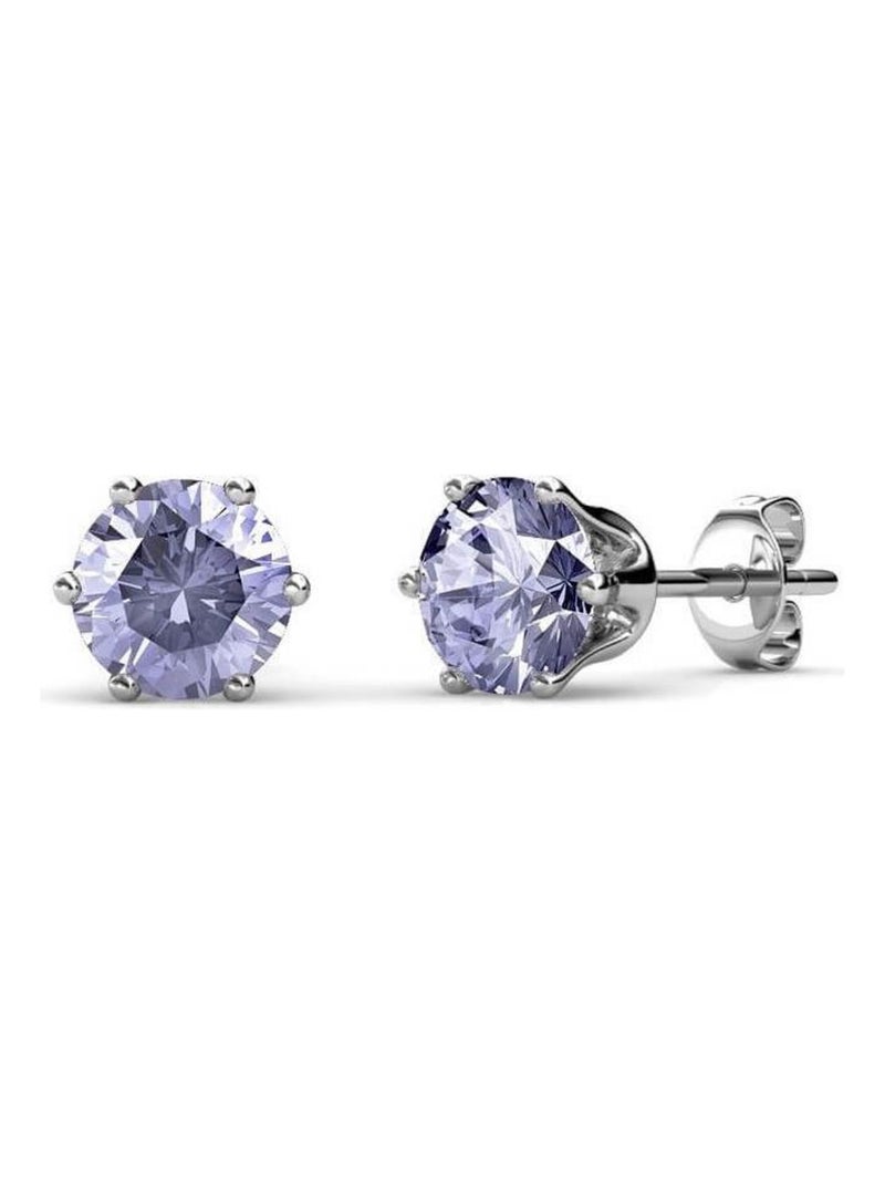 Boucles d'oreilles Birth Stone Juin - Argenté et Violet Violet - Kiabi