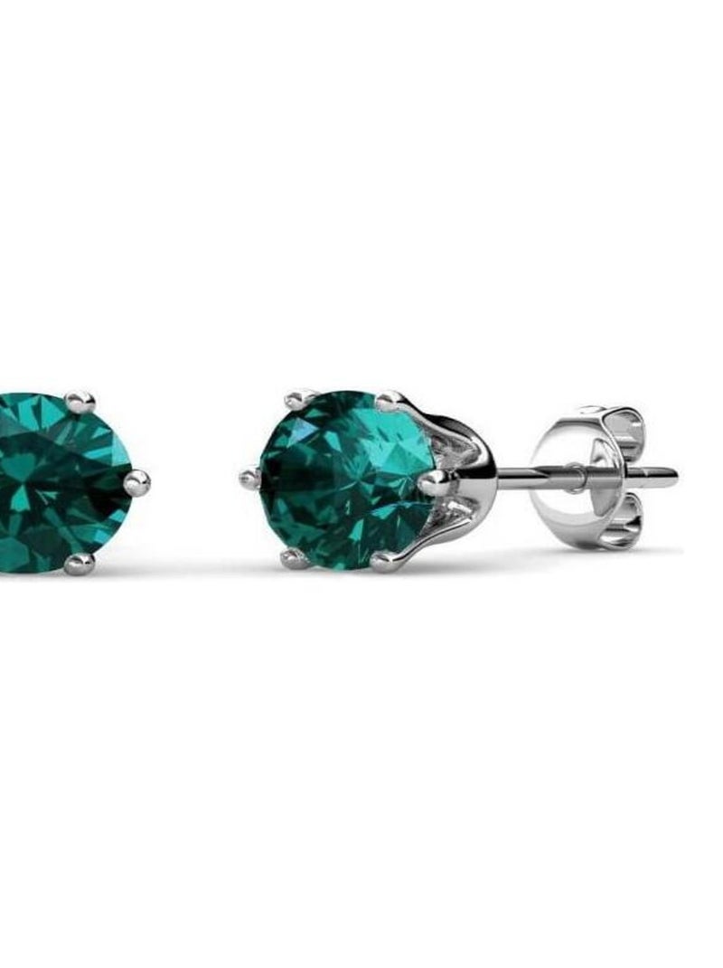 Boucles d'oreilles Birth Stone Mai - Argenté et Vert foncé Vert foncé - Kiabi