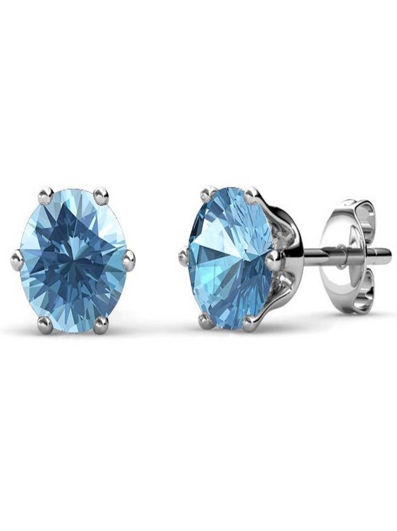 Boucles d'oreilles Birth Stone Mars - Argenté et Bleu clair Bleu Argenté - Kiabi