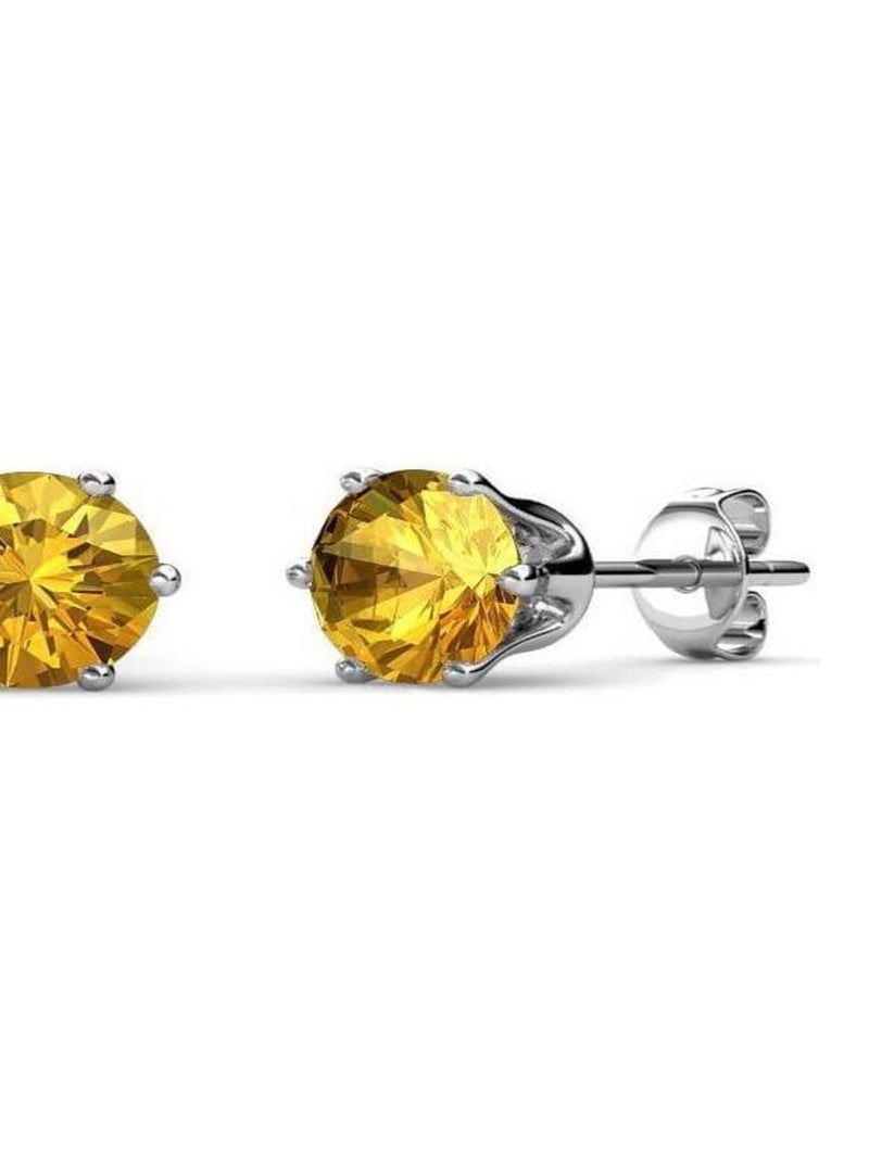 Boucles d'oreilles Birth Stone Novembre - Argenté et Jaune Jaune - Kiabi