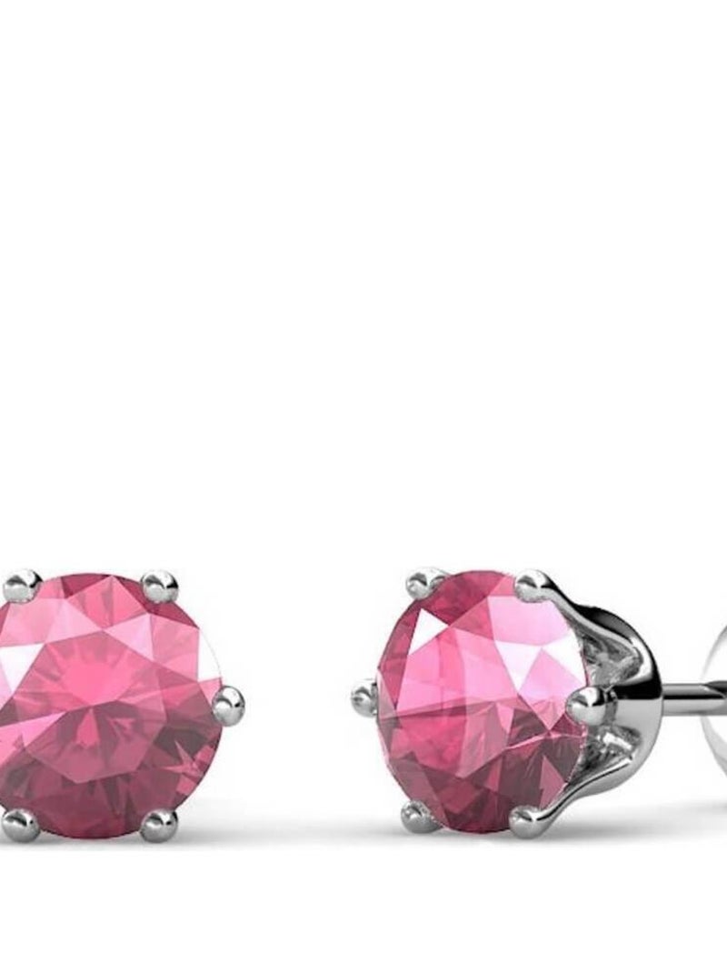 Boucles d'oreilles Birth Stone Octobre - Argenté et Rose Rose - Kiabi