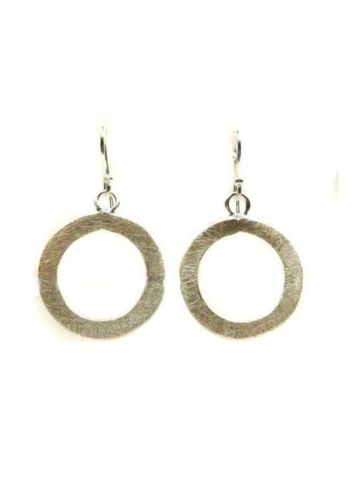 Boucles d'oreilles cercle en argent brossé - Kiabi