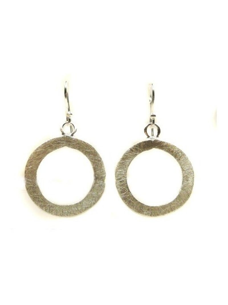 Boucles d'oreilles cercle en argent brossé Argenté - Kiabi