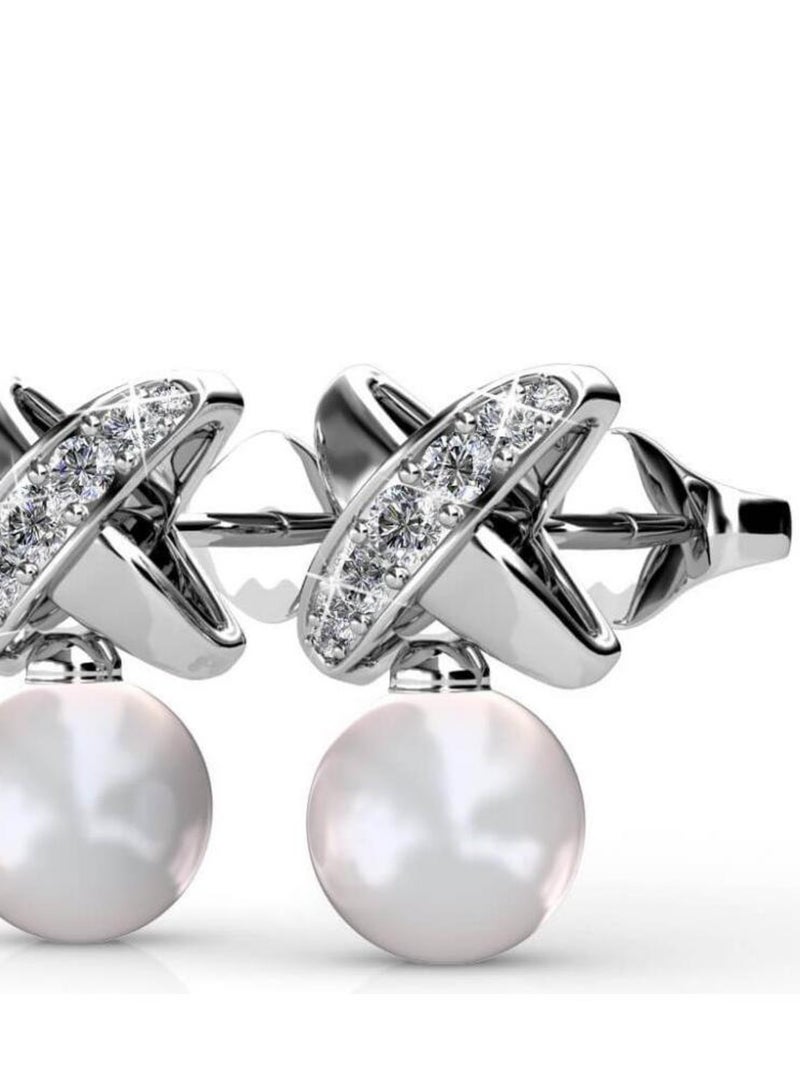 Boucles d'oreilles Chris Pearl - Argenté et Cristal Argent - Kiabi