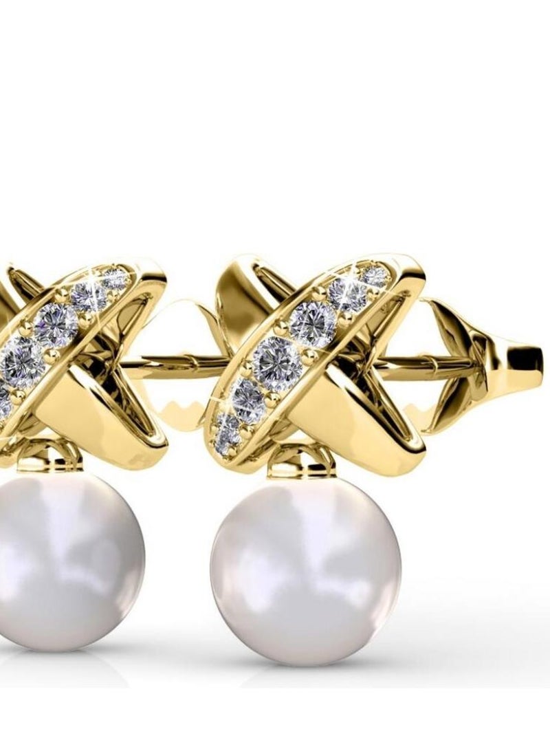 Boucles d'oreilles Chris Pearl - Doré et Cristal Doré/or - Kiabi
