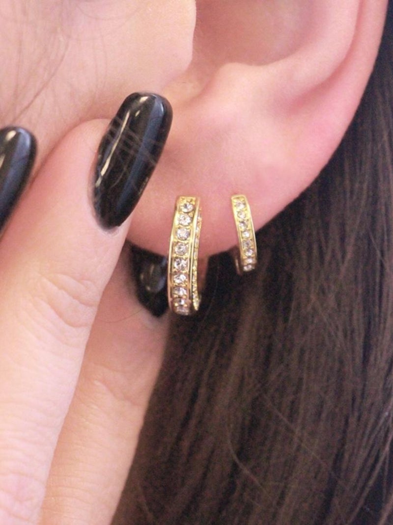 Boucles d'oreilles Circle Hoop - Doré et Cristal Doré/or - Kiabi