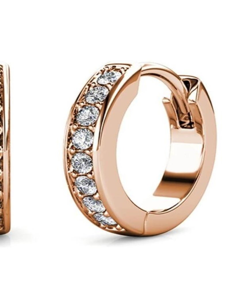Boucles d'oreilles Circle Hoop - Or Rosé et Cristal Transparent - Kiabi