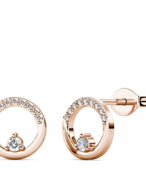 Boucles d'oreilles Clarine - Or Rosé et Cristal - Kiabi
