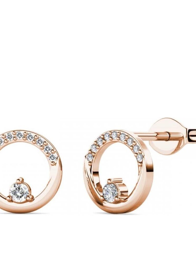 Boucles d'oreilles Clarine - Or Rosé et Cristal Transparent - Kiabi