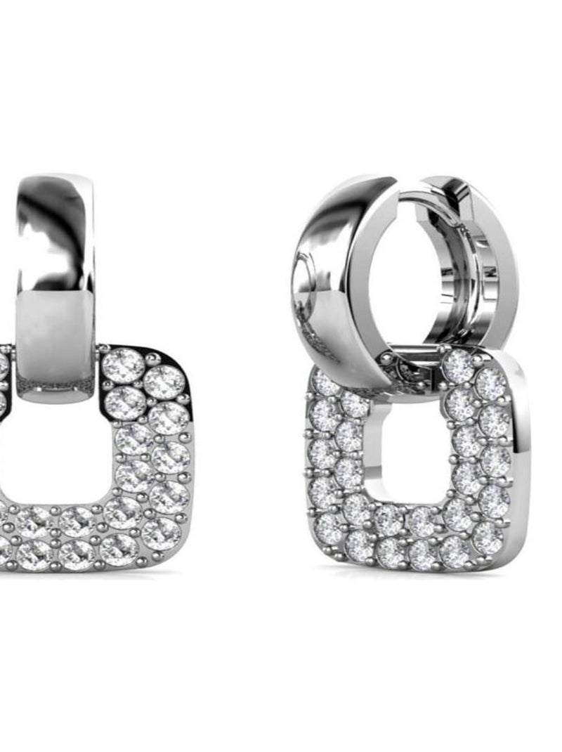 Boucles d'oreilles Classic Square - Argenté et Cristal Argent - Kiabi