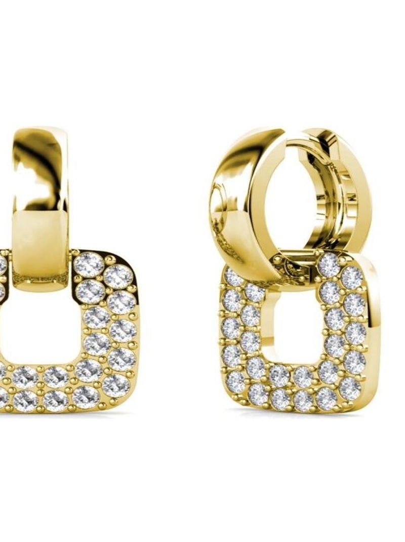 Boucles d'oreilles Classic Square - Doré et Cristal Doré/or - Kiabi