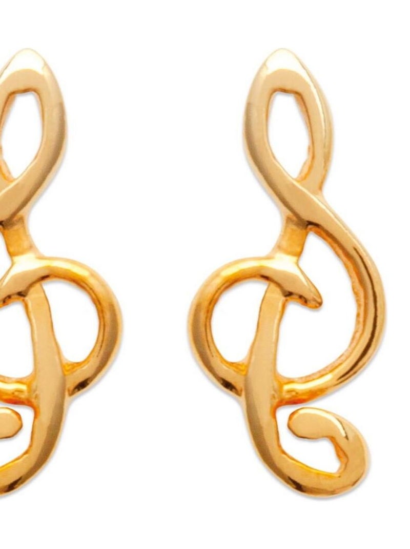 Boucles d'oreilles clé de sol note de musique Plaqué OR 750 3 microns Doré/or - Kiabi