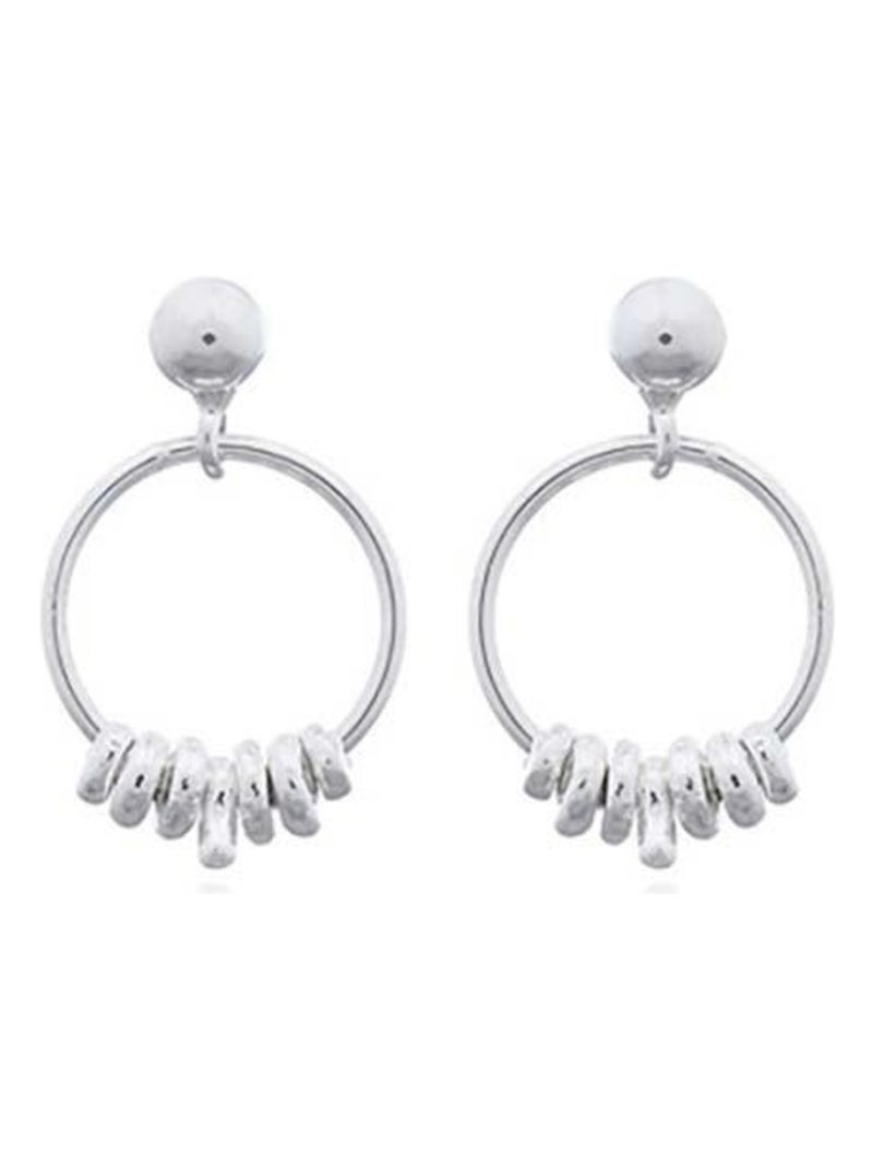 Boucles d'oreilles, clou argent avec anneaux, Bijoucolor Argent - Kiabi