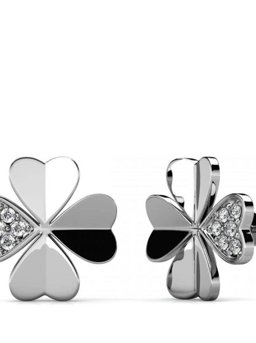 Boucles d'oreilles Clover Petal - Argenté et Cristal - Kiabi