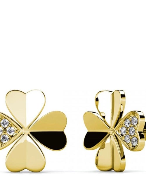 Boucles d'oreilles Clover Petal - Doré et Cristal - Kiabi