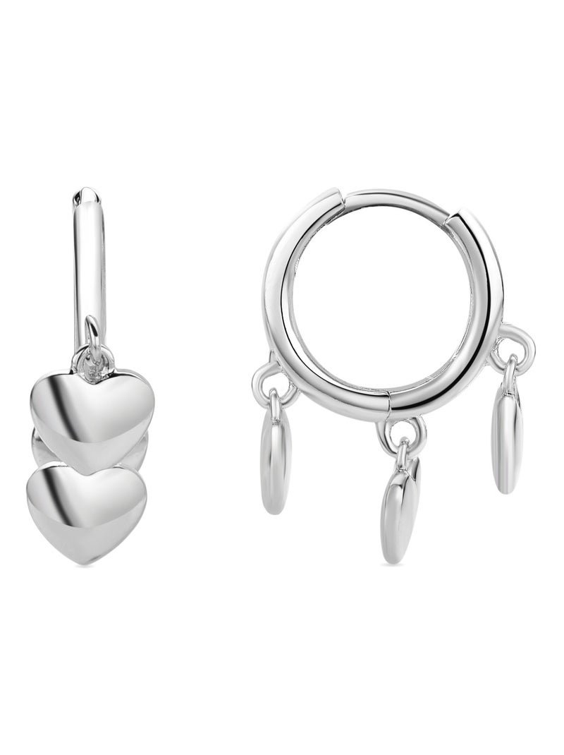 Boucles d'oreilles coeur Luxenter Argent - Kiabi
