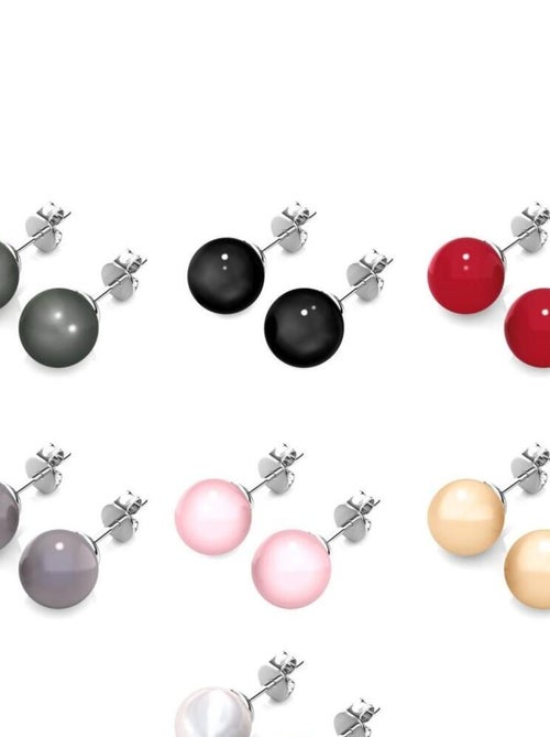 Boucles d'oreilles Coffret 7 Days Colorful Pearl - Argenté et Multi - Kiabi
