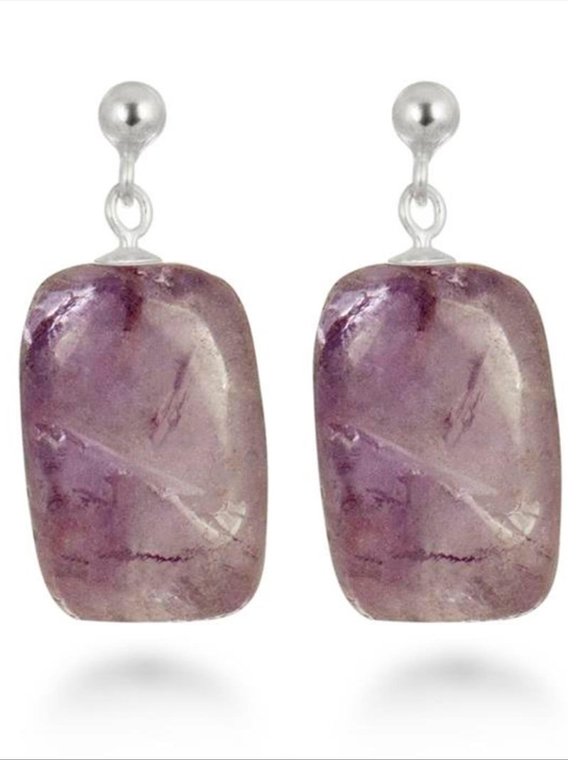 Boucles d'oreilles  coleki en alliage métallique et améthyste naturelle finition plaquée rhodium Rose - Kiabi