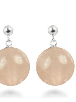 Boucles d'oreilles  coleki en argent 925 et quartz rose rhodié