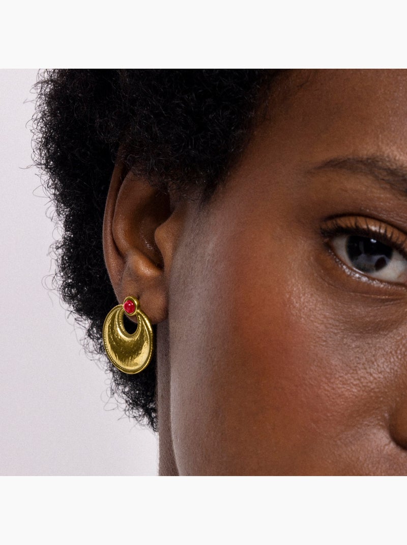 Boucles d'oreilles corail Luxenter et plaqué or 18k - Euvia Rouge - Kiabi