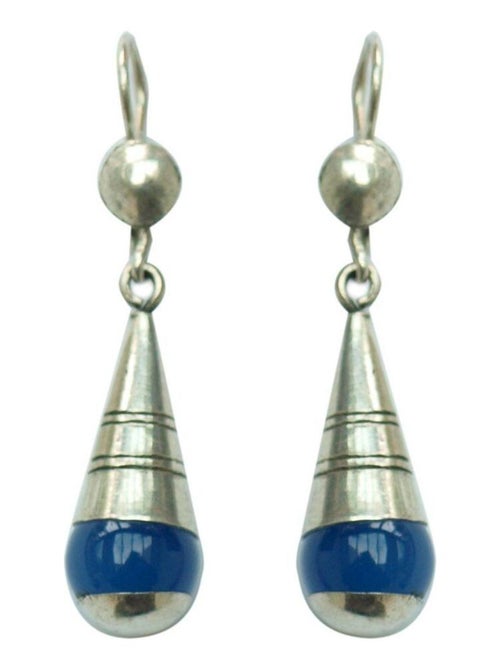 boucles d'oreilles cornaline bleue handmade - Kiabi
