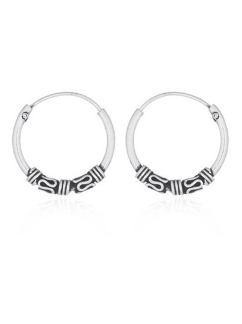 Boucles d'oreilles, créoles en argent style balinais - Kiabi