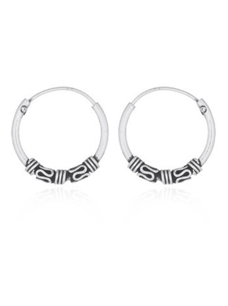 Boucles d'oreilles, créoles en argent style balinais Argenté - Kiabi