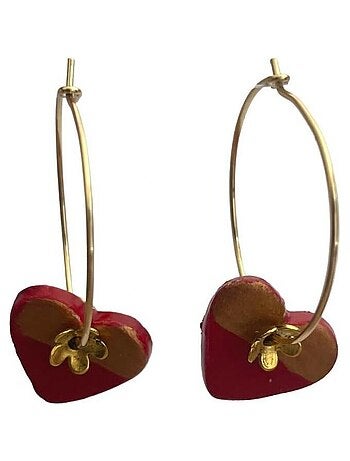 Boucles d'oreilles, créoles en céramique
