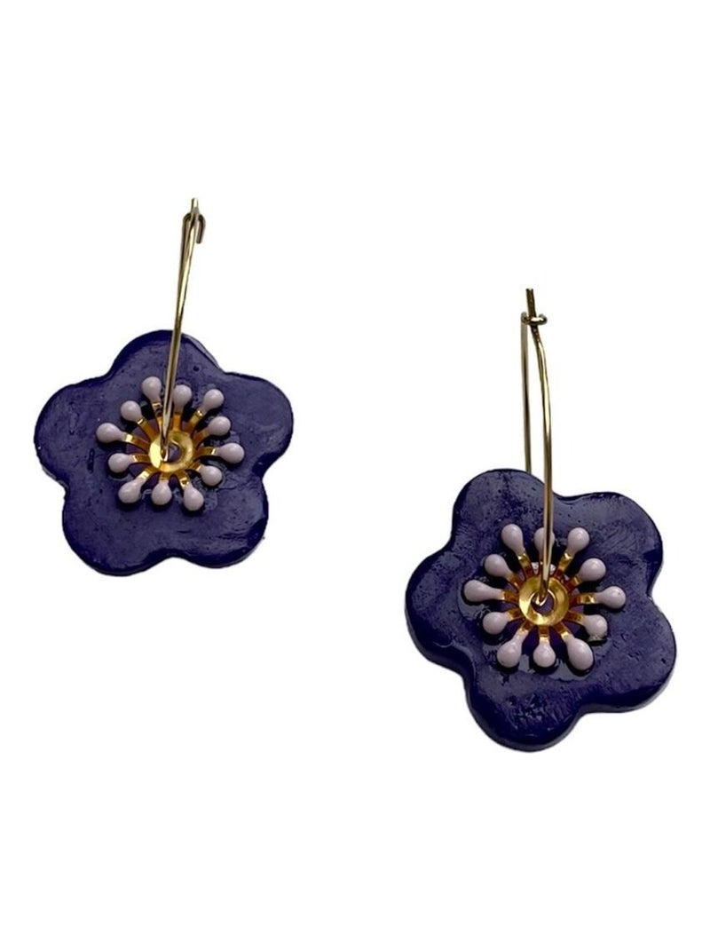 Boucles D'oreilles Femme Fleur Marguerite - Style Punk/vintage, Métal Doré, Perles - Cadeau Fille/femme