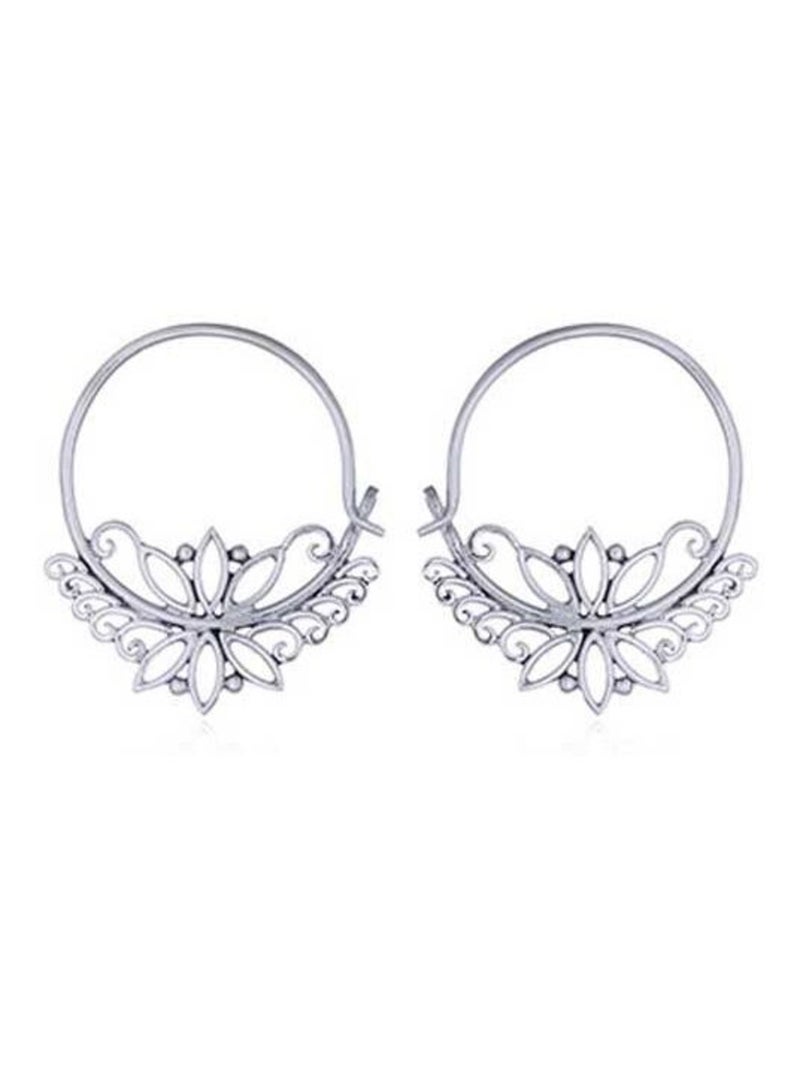 Boucles d'oreilles créoles motif floral Argenté - Kiabi
