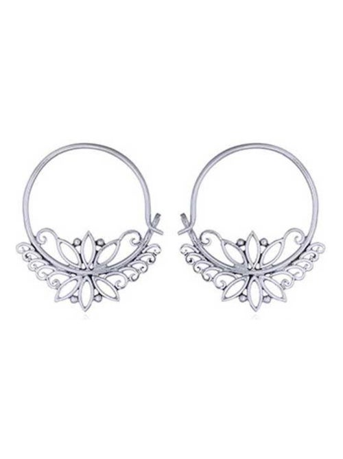 Boucles d'oreilles créoles motif floral, Bijoucolor - Kiabi