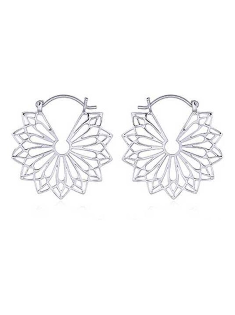 Boucles d'oreilles créoles motif géométrique Argenté - Kiabi